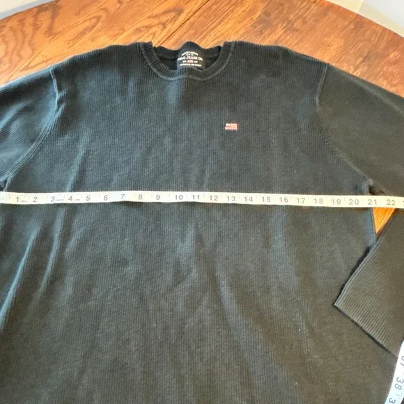 Ralph Lauren Polo Jeans Mens XL Black Ribbed Cotton Crewneck Sweater Flag Logo - Picture 5 of 8